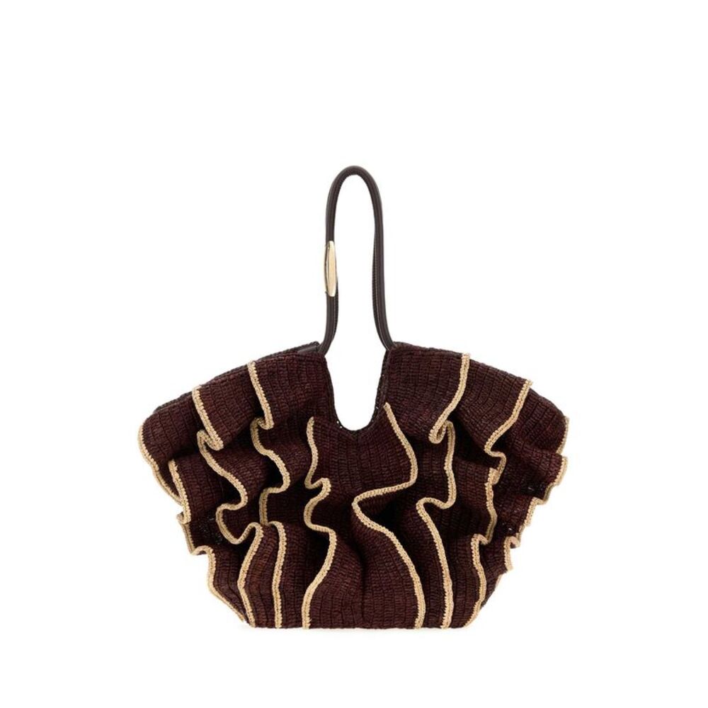 Zimmermann Women Chocolate Raffia Medium Goldentime Shopping Bag
